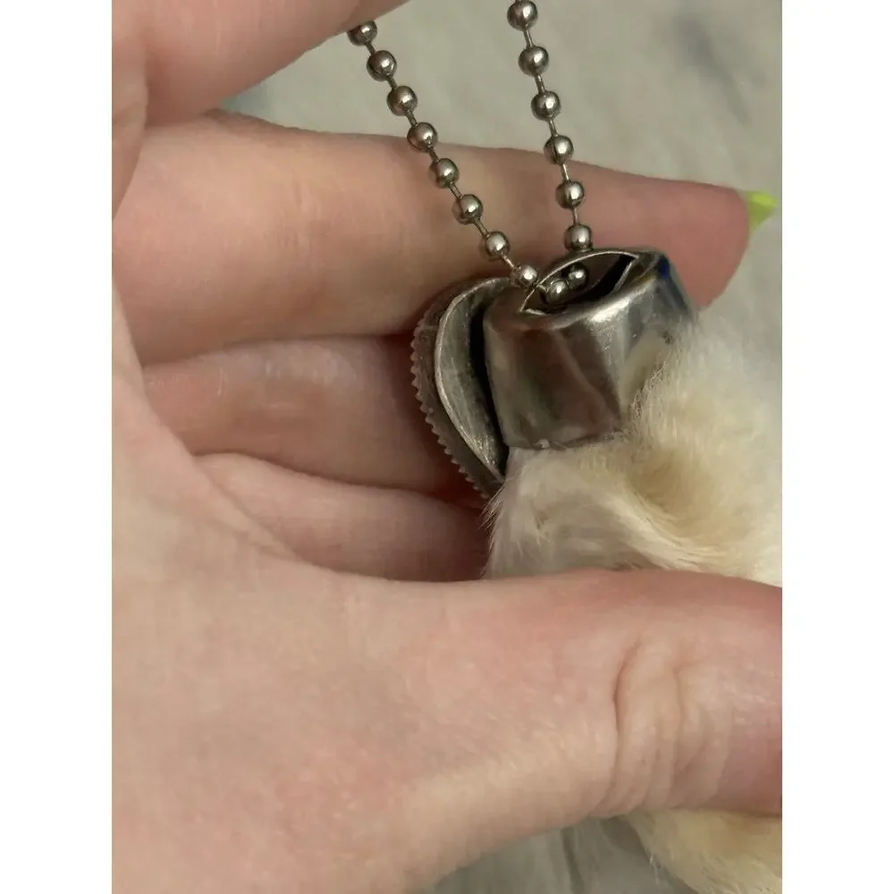 Sterling Silver Pink Blue Cotton Candy Bezel Rabbits Foot Keychain Pendant 925